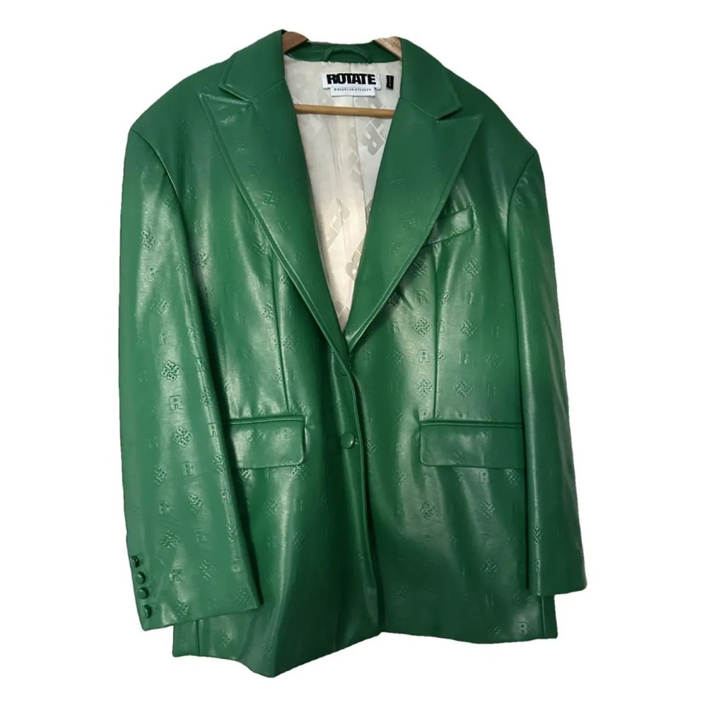 ROTATE Birger Christensen  Green  Faux  leather Blazer And shorts